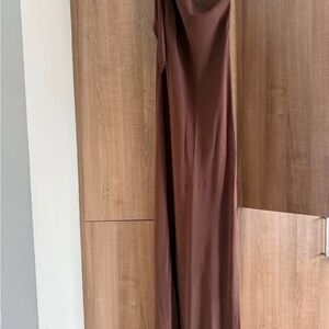 Elegant Brown Maxi Dress Mango